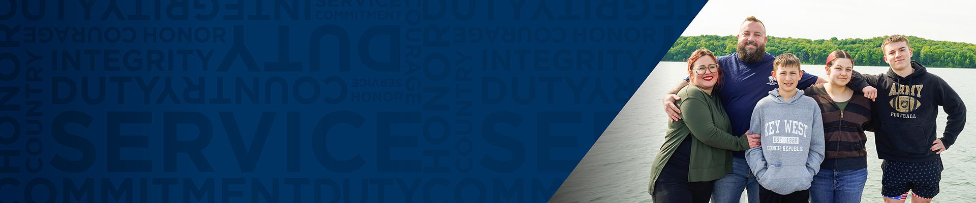 Wounded warrior Matthew Templeton and his family stand together outside on a dock while smiling.