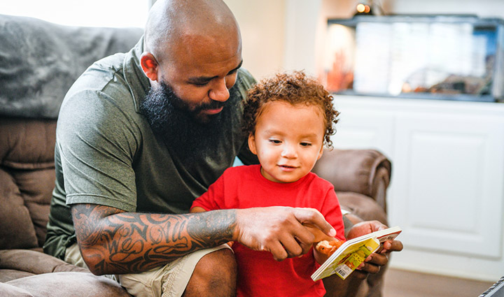 Wounded warrior Eric Delion and his son.