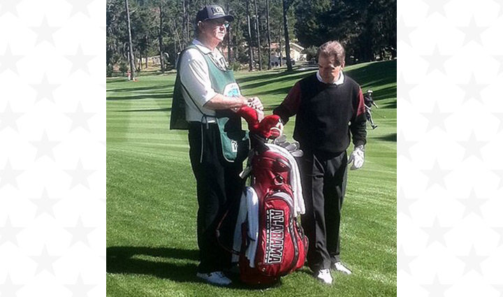 Wwp Supporter Wayne Beck Caddies For Legendary Alabama Football Coach Nick Saban